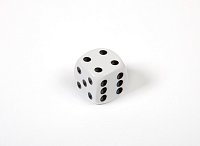 Кубик D6 16 мм Белый с черными точками, в блистере З-1211