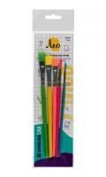 Набор цветных кисточек "Лео" 5 шт короткая ручка LSB-01