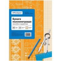 Бумага масштабно-координатная OfficeSpace А4 16л. оранжевая, на скрепке RE-16
