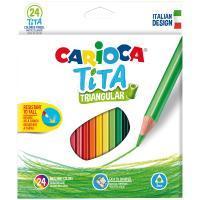 Карандаши цветные пластиковые Carioca "Tita" 24 цв трехгранные, заточенные, картон, европодвес RE-42787