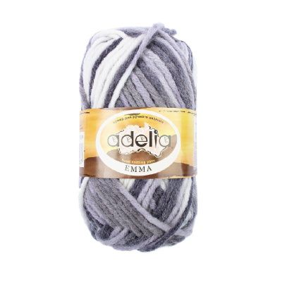 Пряжа ADELIA Emma 80% акрил, 20% шерсть 1 х 50 г 50 ± 5 м №09 т.серый-св.серый ADE-EMM-09