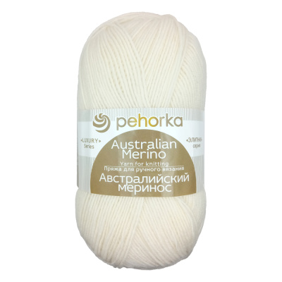 Пряжа Пехорская ПТ "Австралийский меринос" 95% мериносовая шерсть, 5% акрил 1 х 100 г 400 ± 24 м №001 белый PEH-AM-001