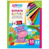 Бумага цветная ArtSpace "Бегемот" A4 32л. 32 цв мелованная, двусторонняя RE-Нб32-32мдв_28802