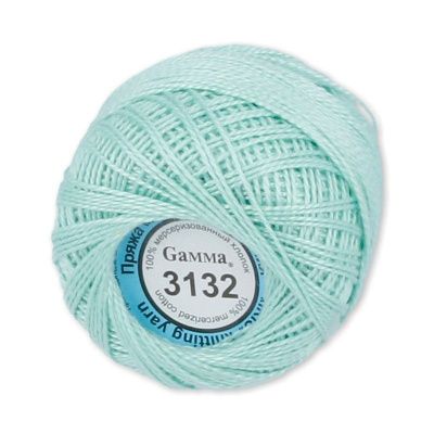 Пряжа GAMMA Ирис 100% хлопок 1 х 10 г 82 ± 3 м №3132 св.св.бирюзовый GAM-IRI-1-3132