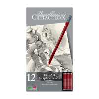Набор графитных карандашей CRETACOLOR Cleos Fine Art 12 шт, мет.пенал CR16052