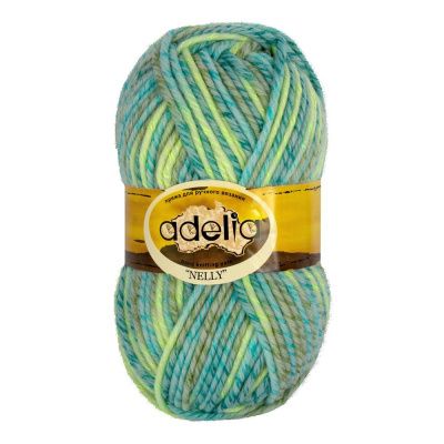 Пряжа ADELIA Nelly 70% шерсть, 30% акрил 1 х 100 г 100 ± 5 м №11 св.голубой-св.зеленый ADE-NEL-11