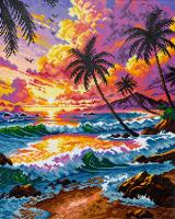 Кристальная (алмазная) мозаика ФРЕЯ на подрамнике "Закат над океаном" 40 х 50 см ALPD-310