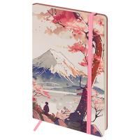 Записная книжка А5 80л. Greenwich Line "Sakura. Lonely mountain" ЛАЙТ, кожзам, с резинкой, тиснение фольгой, блок в линию RE-NA5_51396