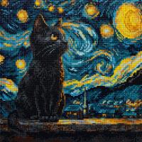 Кристальная (алмазная) мозаика ФРЕЯ на подрамнике "Кот Ван Гога" 30 х 30 см ALPD-293