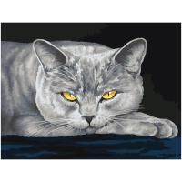 Картина по номерам на холсте ТРИ СОВЫ "Серый кот" 30 x 40 см с акриловыми красками и кистями RE-КХ3040_53834