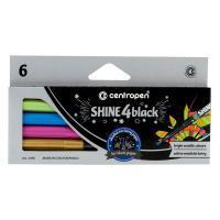 Набор маркеров для декорирования Centropen "Shine4black" 6 цв 2.5 мм металлик, пулевидные, карт.уп., европ. RE-625900601