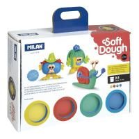 Набор массы для лепки MILAN Soft Dough Happy Faces 4 цв x 116 г + аксессуары ML-913304HF