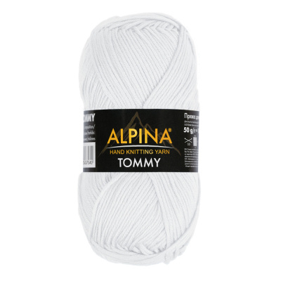 Пряжа ALPINA Tommy 100% микнес 1 х 50 г 130 ± 10 м №002 БЕЛЫЙ ALP-TOM-002