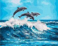 Дельфины над волной, картина по номерам, CV-GX26749
