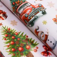 Бумага упаковочная глянцевая 70 х 100 см 80 г/м2 "Снеговик в шапке" SIM-10549218