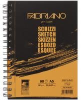 Альбом для зарисовок FABRIANO Schizzi 90 г/м2 14.8 x 21 см 60 л, мелкозернистая, спираль по длинной стороне, темная обложка MP51482166