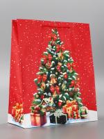 Пакет подарочный ламинированный 26 x 12 x 32 см "Подарки в новогоднюю ночь" SIM-10911796