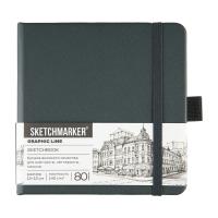 Блокнот для зарисовок SKETCHMARKER 140 г/м2 12 x 12 см 80 л, твердая обложка, Графитовый NP-24754002SM