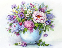 Алмазная мозаика: Нежные цветы в белой вазе 40 x 50 см CV-LG147