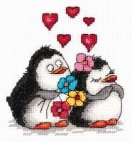 Набор для вышивания KLART "Влюбленные пингвины" 11.5 х 12.5 см 8-287