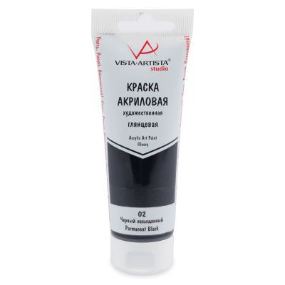Краска акриловая VISTA-ARTISTA Studio 75 мл глянцевая 1 шт 02 Черный насыщенный (Permanent Black) VAAG-75-02