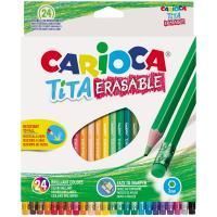 Карандаши цветные пластиковые Carioca "Tita Erasable" 24 цв стираемые, заточенные RE-42938