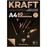 Скетчбук - блокнот 60л. А4 CLAIREFONTAINE "Kraft" 90 г/м2, верже, черный/крафт, на склейке RE-975818C