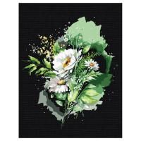 Картина по номерам на черном холсте ТРИ СОВЫ "Цветы" 30 x 40 см, краски и кисть RE-КХп_48143