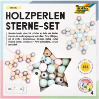 Набор для плетения бусинами FOLIA Sterne-Set Pastel 160 дерев. бусин, серебристый шнур FL-22522