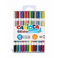 Фломастеры двусторонние Carioca "BiColor" 24 цв 12 шт ассорти 42265