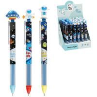 Ручка шариковая автоматическая MESHU "Space Aliens" синяя, 0.5 мм, грип, корпус ассорти, с топпером RE-MS_61000