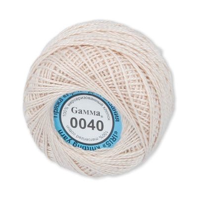 Пряжа GAMMA Ирис 100% хлопок 1 x 10 г 82 ± 3 м №0040 кремовый GAM-IRI-1-0040
