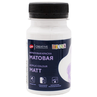 Краска акриловая DECOLA матовая, банка 100 мл, 104 Белая NP-14327104