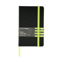 Скетчбук для зарисовок Стихия 140 г/м2 13x21 см 80 л черный, срез салатовый, твердая обложка с резинкой NP-ST04027