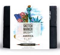 Набор маркеров SKETCHMARKER Brush America 36 шт Америка + сумка органайзер MPSMB-36AMER