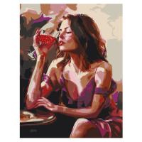 Картина по номерам на холсте с глиттером ТРИ СОВЫ "Девушка с бокалом" 30 x 40 см с акриловыми красками и кистями RE-КХг3040_57055