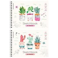Скетчбук-блокнот для акварели 20л. А5 ArtSpace "Cute plants" 180 г/м2, на гребне RE-Б5а20грг_28235