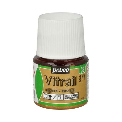 Краска для стекла и металла PEBEO Vitrail лаковая прозрачная 45 мл 050-038 под золото