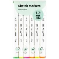 Набор маркеров для скетчинга MESHU 12 цв основные и флуоресцентные цвета RE-MS_38259