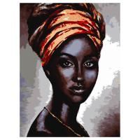 Картина по номерам на холсте ТРИ СОВЫ "Африканская женщина" 30 x 40 см с поталью, акриловыми красками и кистями RE-КХп_48138