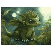 Картина по номерам на картоне ТРИ СОВЫ "Зеленый дракон" 30 x 40 см, краски, кисть RE-КК_53789