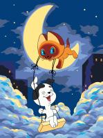 Набор для раскрашивания по номерам ФРЕЯ (на картоне) 30 х 40 см "Котёнок Гав и Шарик на Луне" CMF-PKZ/PM-002