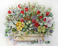 Картина по номерам: Садовый букет в ящике 40 x 50 см CV-MG2183