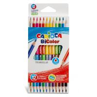 Карандаши двусторонние трехгранные Carioca "BiColor Triangular" 24 цв 12 шт заточенные 42991