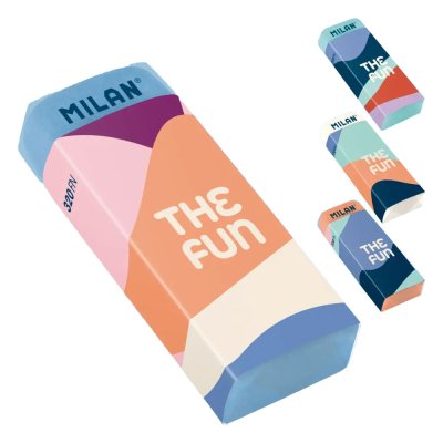 Ластик прямоугольный MILAN "320" 61 x 23 x 12 мм, синт., мягкий, ассорти, с картонной манжетой ML-CNM320FN