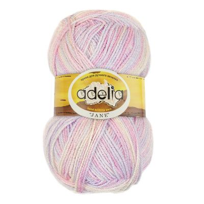 Пряжа ADELIA Jane 100% акрил 1 х 50 г 227 ± 10 м №02 белый-бл.розовый-бл.сиреневый ADE-JAN-02