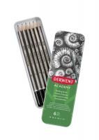 Набор чернографитных карандашей DERWENT Academy Sketching 6 шт 3B-2H в метал.упак MP2301945