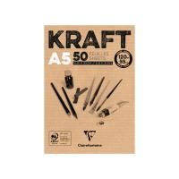 Скетчбук CLAIREFONTAINE Kraft 120 г/м2 A5 50 л, склейка, коричневые листы RH-975814C