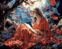 Набор для раскрашивания по номерам (холст на подрамнике) ФРЕЯ 50 х 40 см "Погруженная в книгу" PNB/PL-359