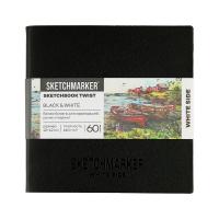 Скетчбук SKETCHMARKER Black&White два в одном, мягкая обложка черная/белая 140 г/м2, 12 х 12 см, 60 л бумага белая, 140 г/м2 60 л бумага черная MP24142002SM